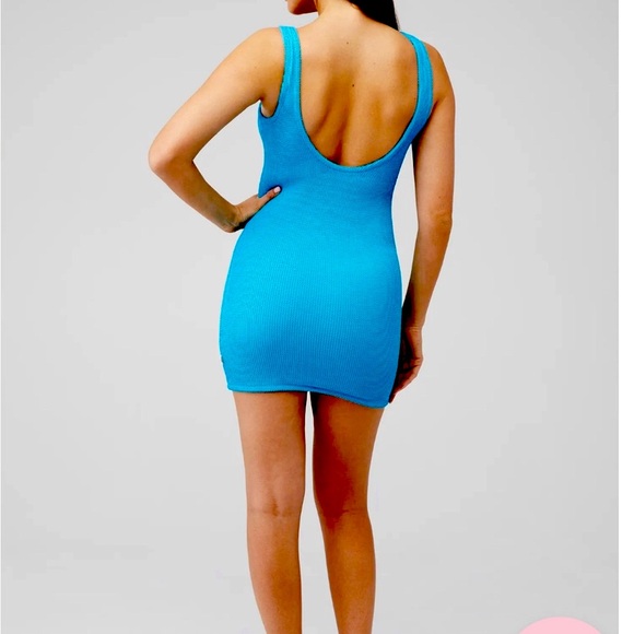 NWT Aramita James Bella Crinkle Mini Dress, Blue, Large, NEW - Picture 7 of 8